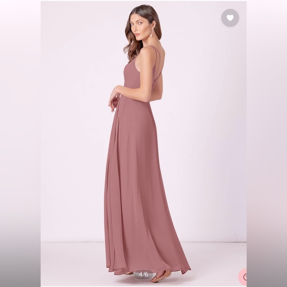 Azazie Janine A-Line Chiffon Floor-Length Dress Dusty Rose - Picture 4 of 6
